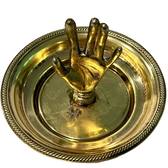 Vintage Victorian Ladies Hand Ring Holder Trinket Brass Dish - Picture 2 of 8